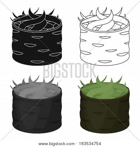 Gunkan maki icon in cartoon style isolated on white background. Sushi symbol vector illustration.