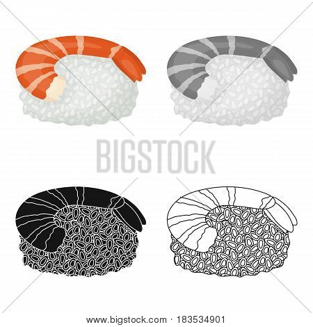 Ebi Nigiri icon in cartoon style isolated on white background. Sushi symbol vector illustration.