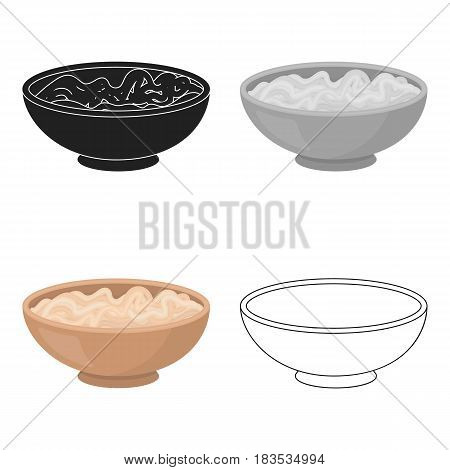 Udon icon in cartoon style isolated on white background. Sushi symbol vector illustration.
