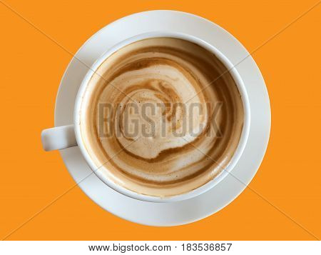 Coffee cup isolated on orange background.coffee cup.