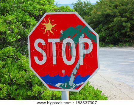 Tropical stop sign to make you relax