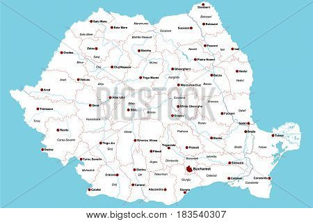 Large and detailed map of Romania with regions and main cities.