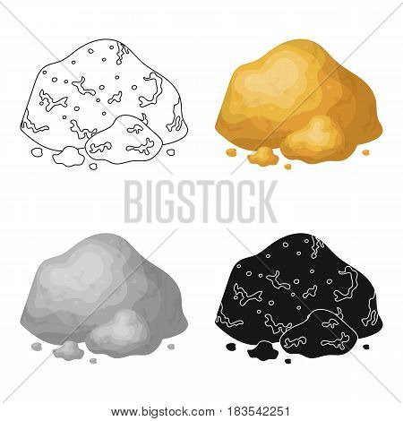 Golden ore icon in cartoon design isolated on white background. Precious minerals and jeweler symbol stock vector illustration.