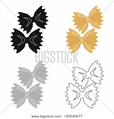 Farfalle icon pasta in cartoon style isolated on white background. Types of pasta symbol vector illustration.
