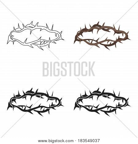 Crown of thorns icon in cartoon style isolated on white background. Religion symbol vector illustration.