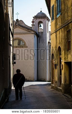 Guardistallo, Pisa, Italy - April 23, 2017: Historic Tuscany Hamlet