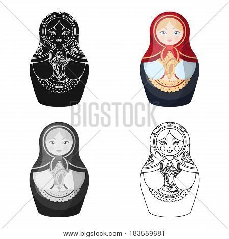 Russian matrioshka icon in cartoon design isolated on white background. Russian country symbol stock vector illustration.
