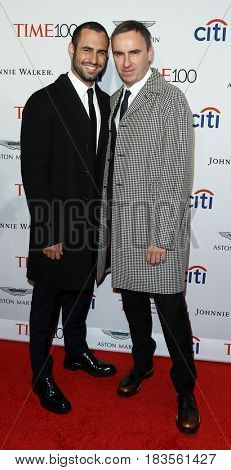 Jean Georges d'Orazio (L) and Belgian fashion designer Raf Simons attend the Time 100 Gala at Frederick P. Rose Hall on April 25, 2017 in New York City.