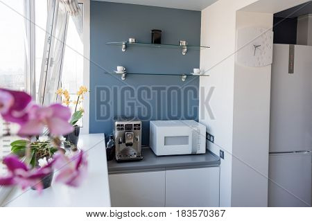 Interior of modern kitchen in a spacious apartment.