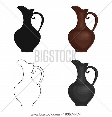 Clay jug of wine icon in cartoon design isolated on white background. Wine production symbol stock vector illustration.