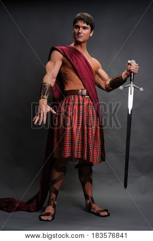 The handsome warrior is ready for war.