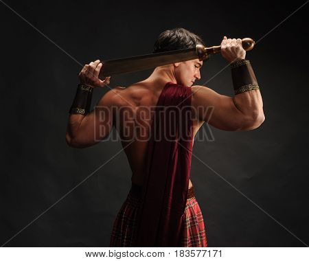 The defiant soldier is ready for his battle soon.