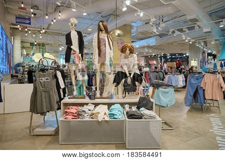 SAINT PETERSBURG, RUSSIA - CIRCA APRIL, 2017: befree store at Galeria shopping center. Galeria is major shopping and entertainment center is located in downtown of St. Petersburg.
