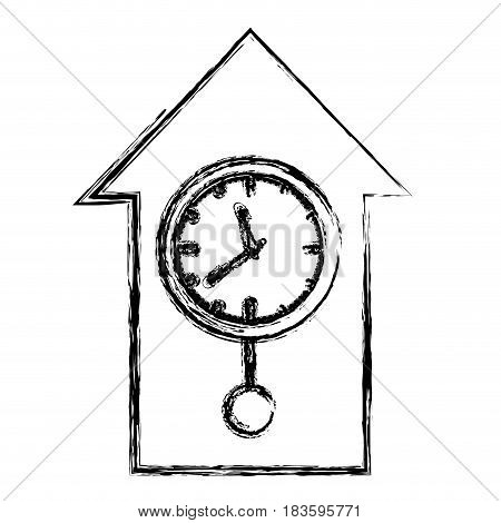 monochrome blurred silhouette with cuckoo clock vector illustration