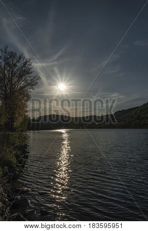 Sunny evening in Sebuzin village in spring time