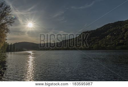 Sunny evening in Sebuzin village in spring time