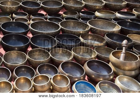 Tibetan Singing Bowls - Pattern In Kathmandu, Nepal