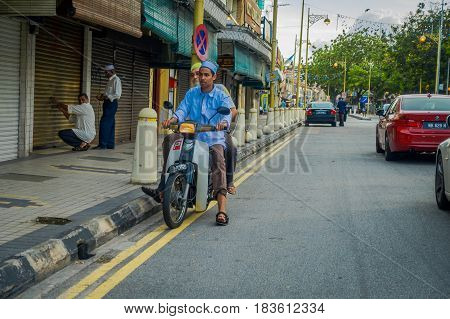 George Town, Malaysia - March 10, 2017: Little India enclave, where the oldest Hindu temple in Penang is located, Mahamariamman Temple, as well as where many indian shops and restaurants