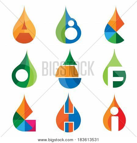 A B C D E F G H I letters set of logo idea template. logo vectore