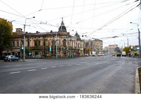 Typical urban landscape in the center of Bucharest - Bucuresti,  the capital of Romania, have 3 millions inhabitants and many historical vestiges