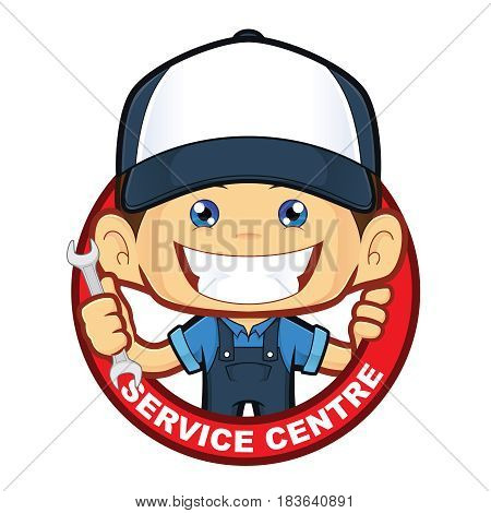 Clipart picture of a mechanic service centre cartoon character