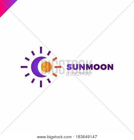 Sun And Moon Logo. Abstract Vector Illustration