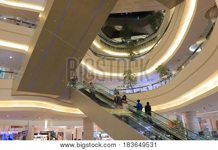 TAIPEI TAIWAN - DECEMBER 5, 2016: Unideintified people visit Miramar Entertainment park. Miramar Entertainment park is a shopping complex with the 2nd tallest ferris wheel.