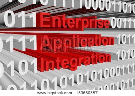 Enterprise application integration in the form of binary code, 3D illustration