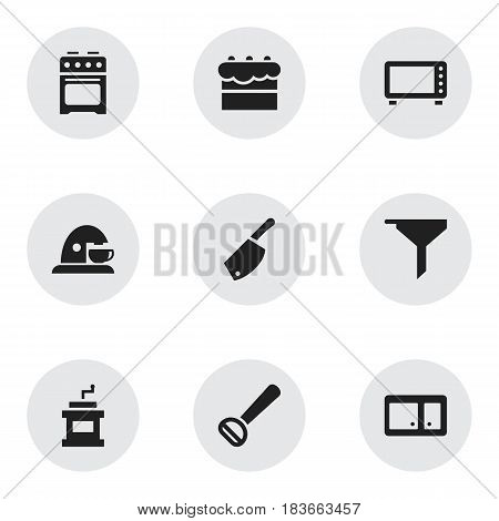 Set Of 9 Editable Meal Icons. Includes Symbols Such As Oven, Stove, Backsword And More. Can Be Used For Web, Mobile, UI And Infographic Design.