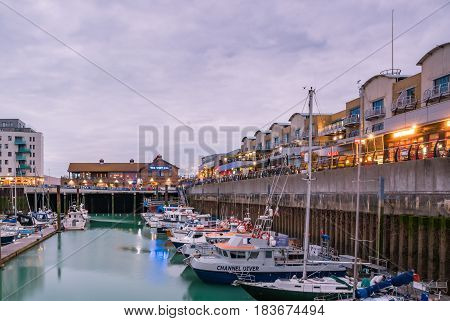 . The Brighton Marina a great leisure spot with restaurants boats moored in the docs and new luxury apartments.