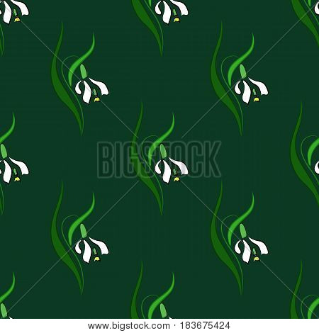 Snowdrop hand drawn seamless pattern for textile, wallpaper.