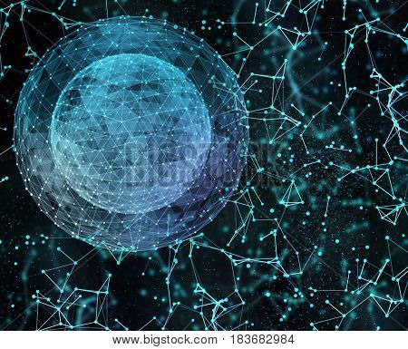 Abstract network data connection technology. Digital background. Technology concept of global communication. 3d illustration