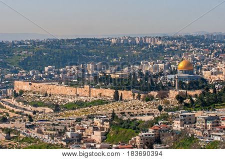 Spring views of the holy city Jerusalem