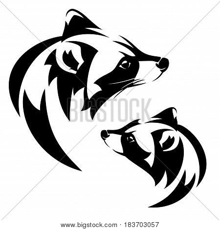 raccoon (Procyon lotor) profile head - black and white vector design