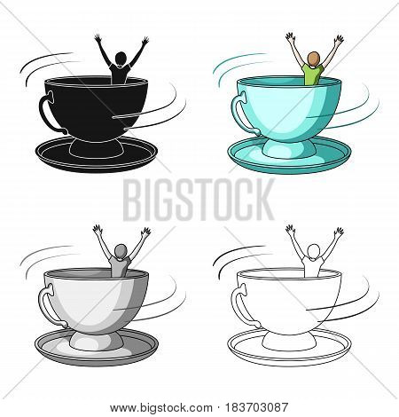 A large blue cup with a saucer with people inside. Entertainment in the amusement park.Amusement park single icon in cartoon style vector symbol stock web illustration.
