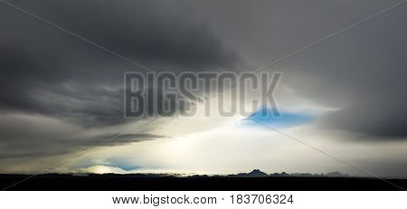 The blue eye of the storm. Extreme weather in Iceland.