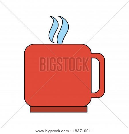 color graphic silhouette mug of coffee with steam vector illustration