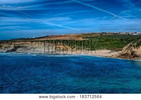 Ericeira Portugal. 13 April 2017.Ribeira de Ilhas in Ericeira.Pedra Branca beach is Part of the World Surfing Reserve and its right outside Ericeira Village. Ericeira Portugal. photography by Ricardo Rocha.