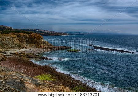 Ericeira Portugal. 15 April 2017.Cave Surf Spot in Ericeira.Cave is Part of the World Surfing Reserve and its right outside Ericeira Village. Ericeira Portugal. photography by Ricardo Rocha.