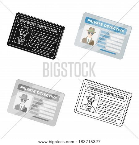 Documents of a private detective. Card that shows the personality of the detective.Detective single icon in cartoon style vector symbol stock web illustration.
