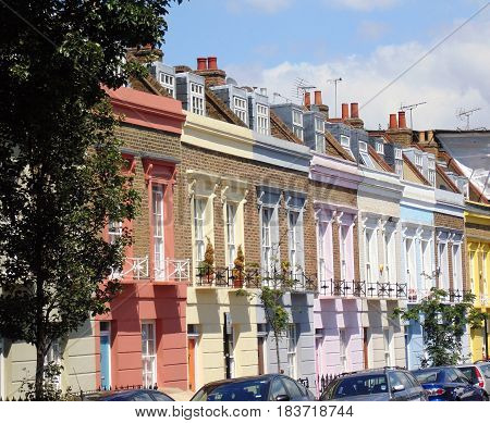 Colorful houses in Portobello, Notting Hill, London, UK, Europe
