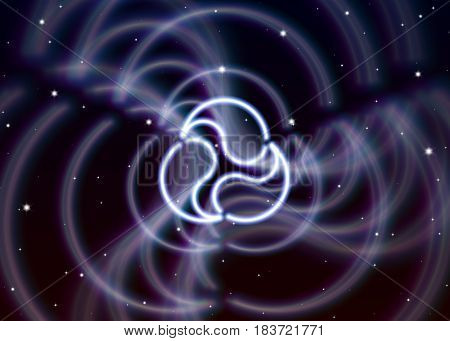 Magic triangle symbol spreads the mystic energy in spiritual space