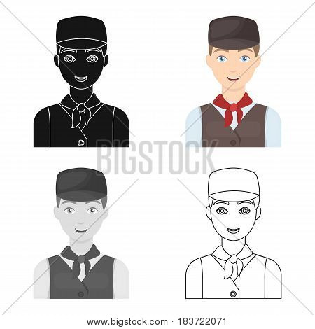 Belgian guy in a cap and waistcoat.The dark Belgian wolf. Belgium single icon in cartoon style vector symbol stock web illustration.