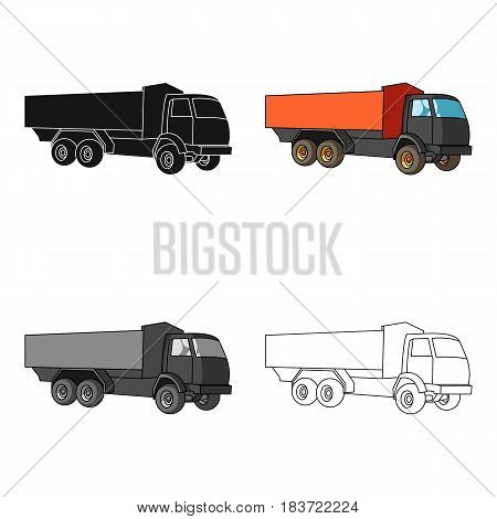 Pickup rural truck. Tow auto. Truck with orange body for the transport of agricultural crops.Agricultural Machinery single icon in cartoon style vector symbol stock web illustration.