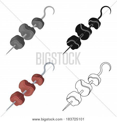 Meat on the skewer.BBQ single icon in cartoon style vector symbol stock illustration .