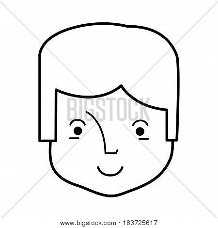 line happy man head and nice face, vector illustration