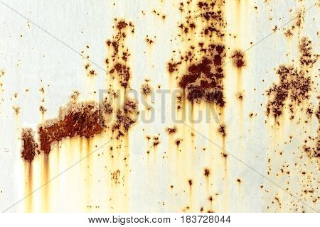 Creative Bright Metallic Background. Flat Background Texture Of Dirty Rusty Metal. Bright Rusty Spot