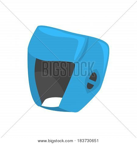 Blue boxing helmet to protect the head. Colorful cartoon vector Illustration isolated on a white background