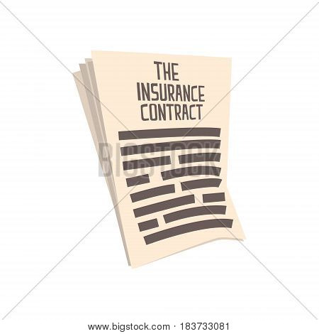 Car insurance contract. Form of auto insurance. Colorful cartoon vector Illustration isolated on a white background