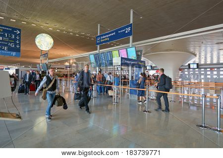 PARIS, FRANCE - CIRCA SEPTEMBER, 2014: inside Charles de Gaulle Airport. The airport is the largest international airport in France.